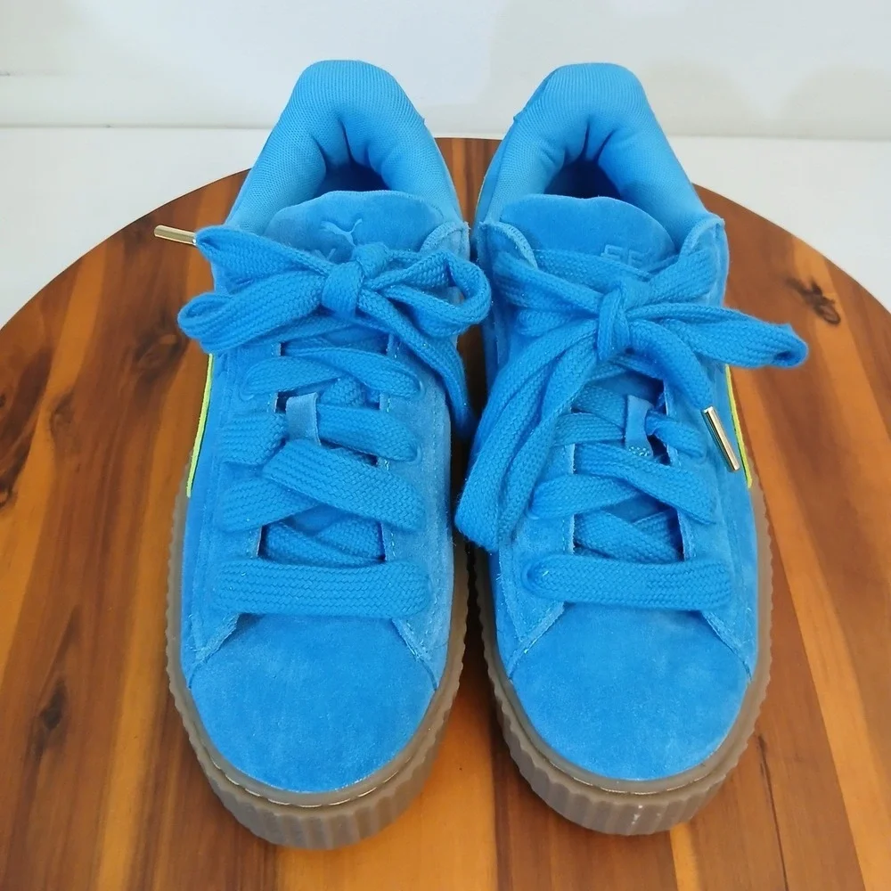 Puma Fenty Shoes Womens 6 Blue Suede Rhianna Creeper Phatty‎ Speed 399332-02